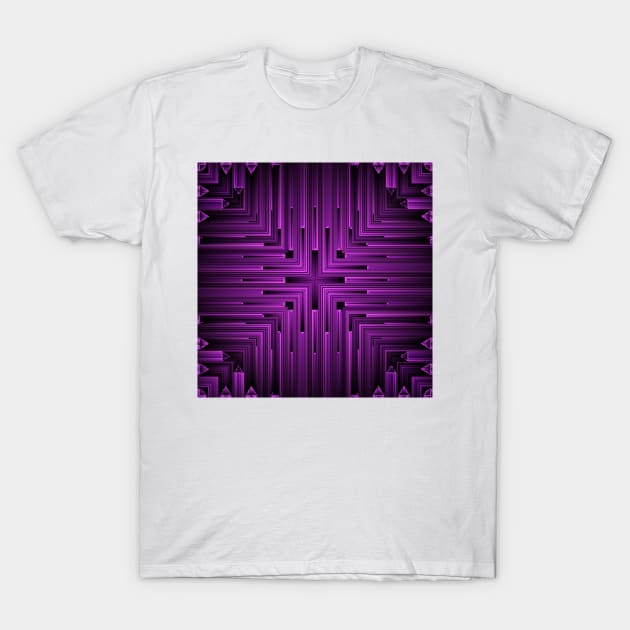 pink and purple floral fantasy kaleidoscopic design T-Shirt by mister-john